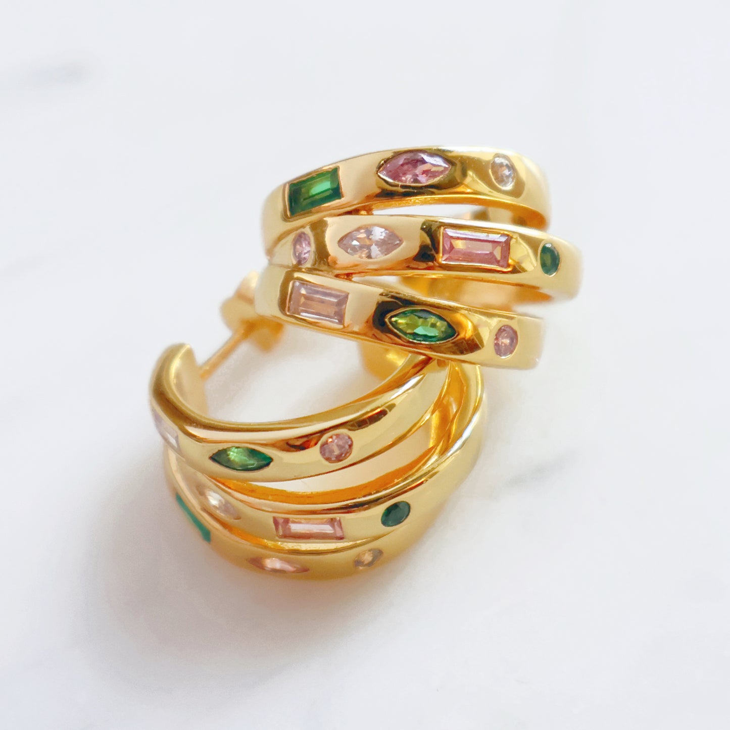 Mila Chunky Illusion Hoop Earrings Flamingo & Gold