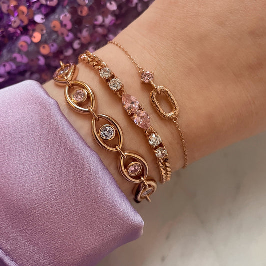 Blush Pink & Rose Gold Bracelet Stacking Set