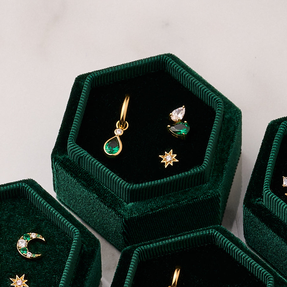 Sofia Trio Ear Styling Set Emerald Green & Gold