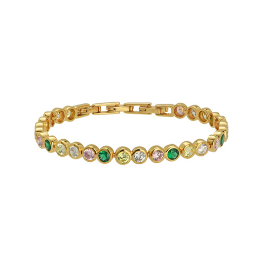 Dotty Tennis Bracelet, Flamingo & Gold