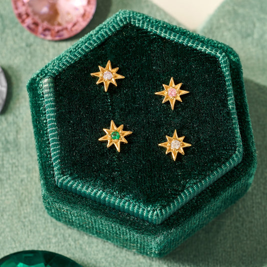 Ziggy Micro North Star Stud Earring Set Gold