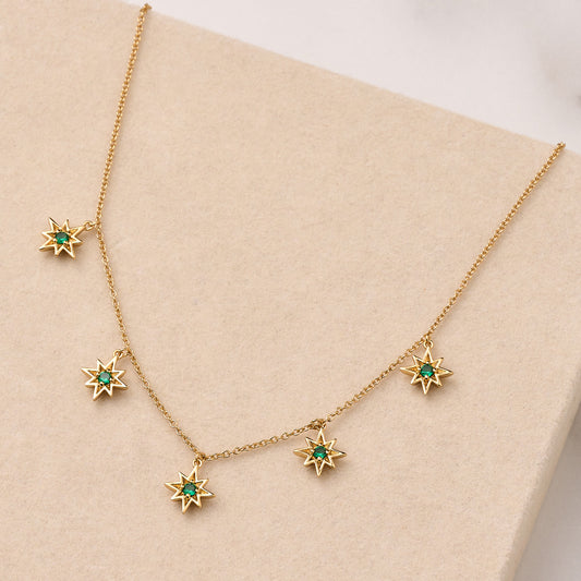 Ziggy Gold and Emerald North Star Choker Necklace