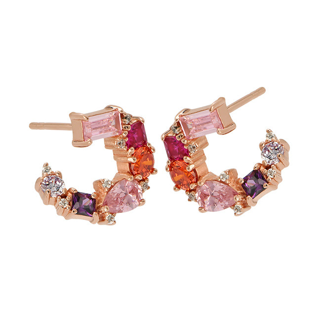 Vintage Style Colourful Rose Gold Earrings, Amelia Scott Lottie cluster stud earrings