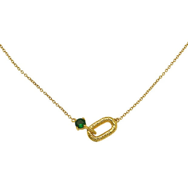 Amelia Antique Oval Necklace, Emerald Green and Gold