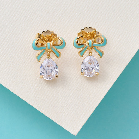 Amelia Bow Earrings Turquoise & Gold