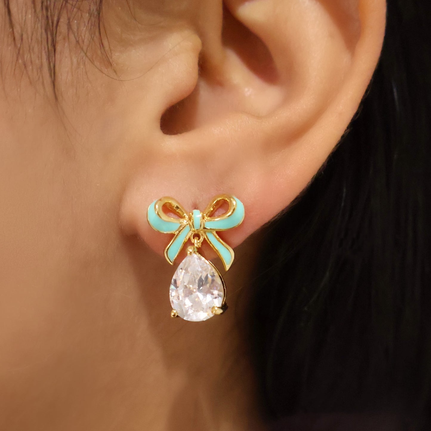 Amelia Bow Earrings Turquoise & Gold