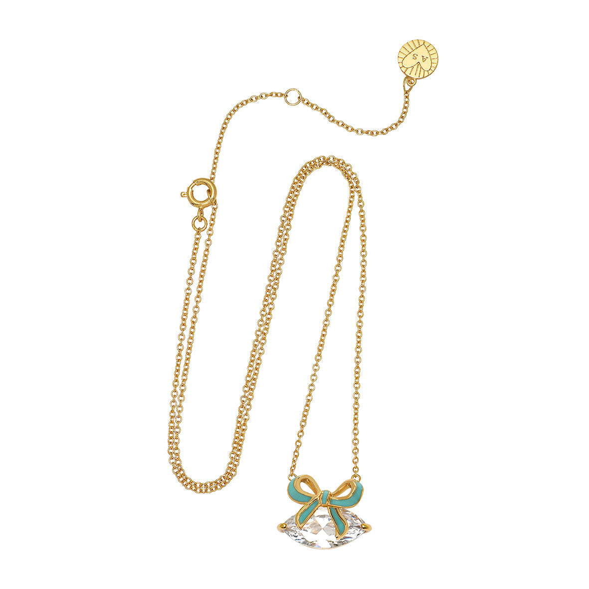 Amelia Bow Necklace, Turquoise & Gold