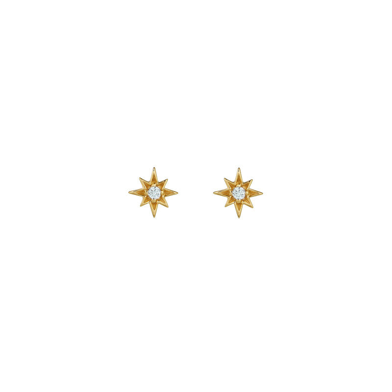 Ziggy Micro North Star Stud Earrings Aquamarine & Gold
