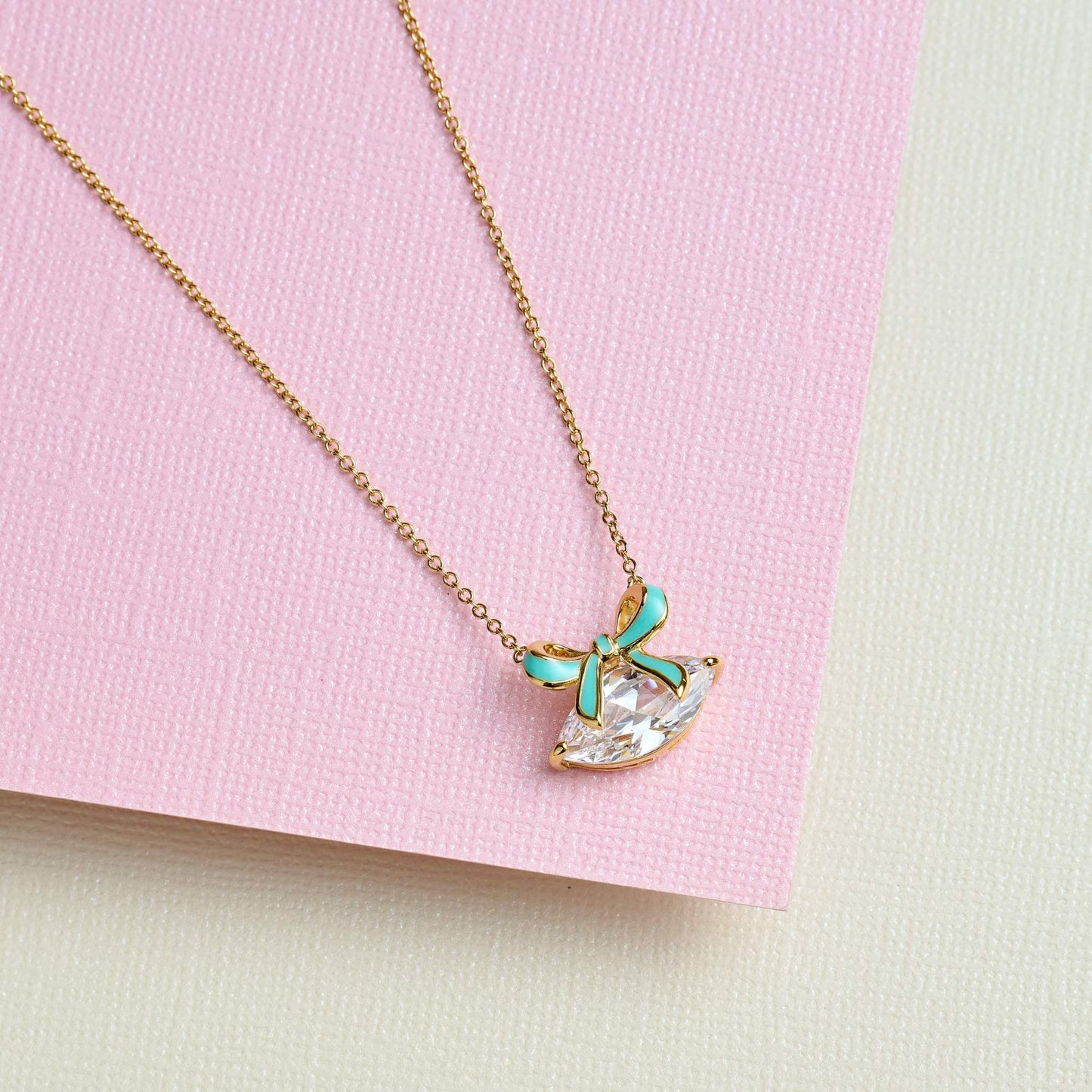 Amelia Bow Necklace, Turquoise & Gold