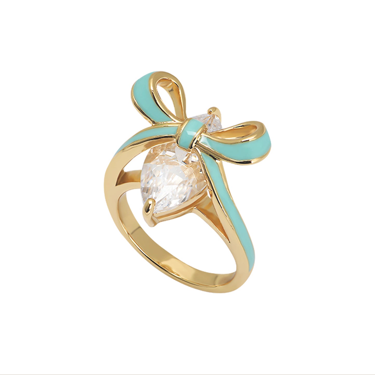 Amelia Bow Ring Turquoise, Clear & Gold