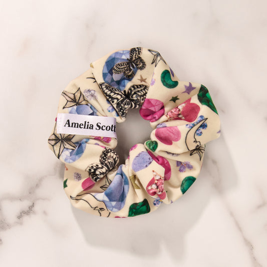 Amelia Icon Print Scrunchie Cream Velvet