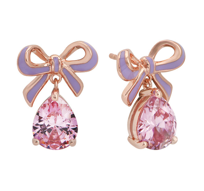 Amelia Bow Earrings Lilac, Blush Pink & Rose Gold