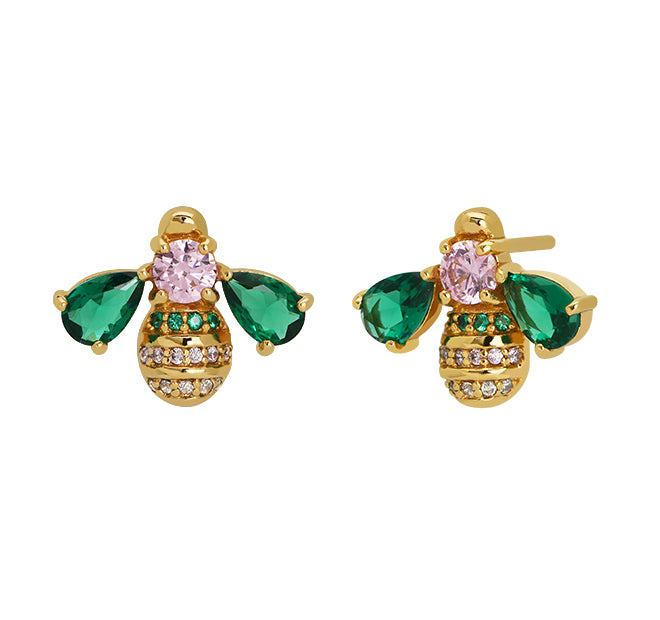 Beatrice Jewelled Bee Jewellery Set Emerald, Blush Pink & Gold