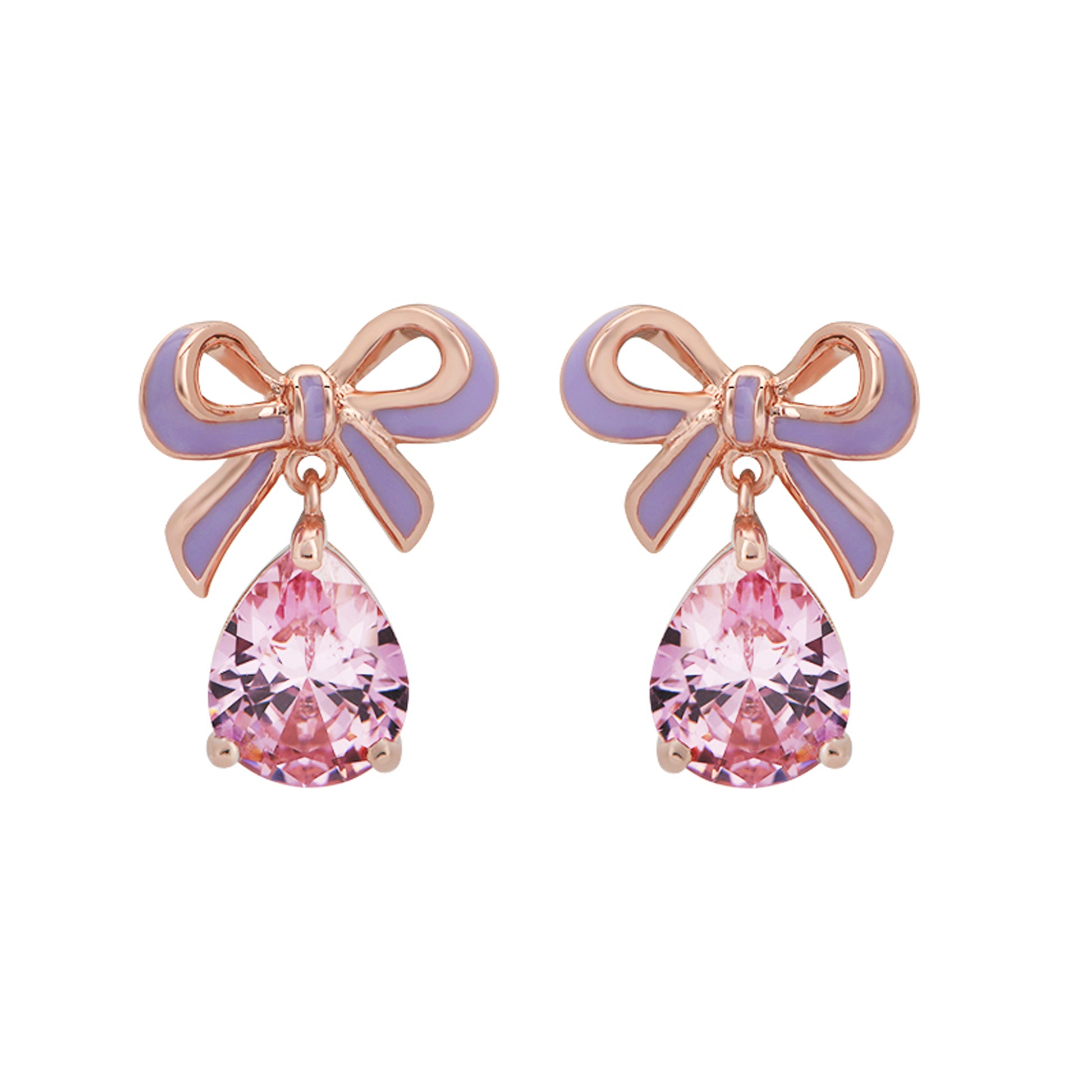 Amelia Scott Pink Bow Earrings Lilac, Blush Pink & Rose Gold