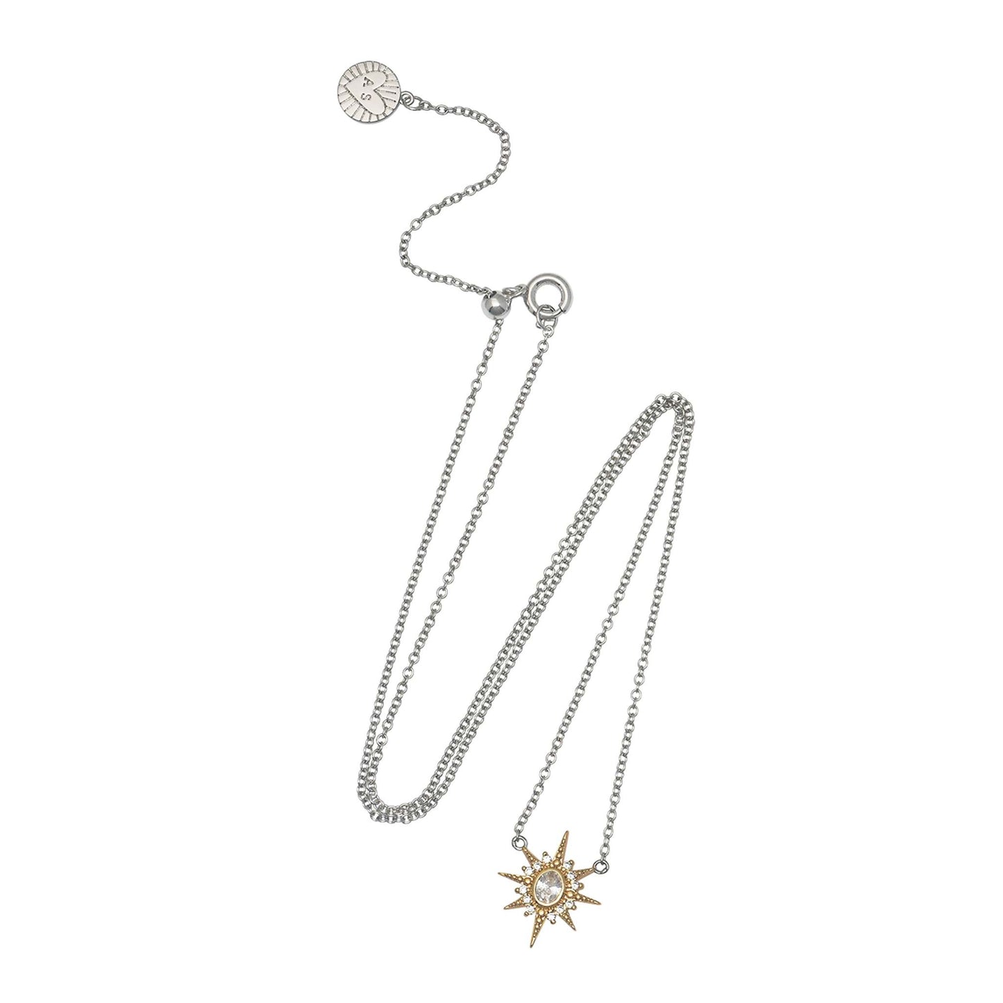 Luna North Star Necklace Clear, Silver & Gold