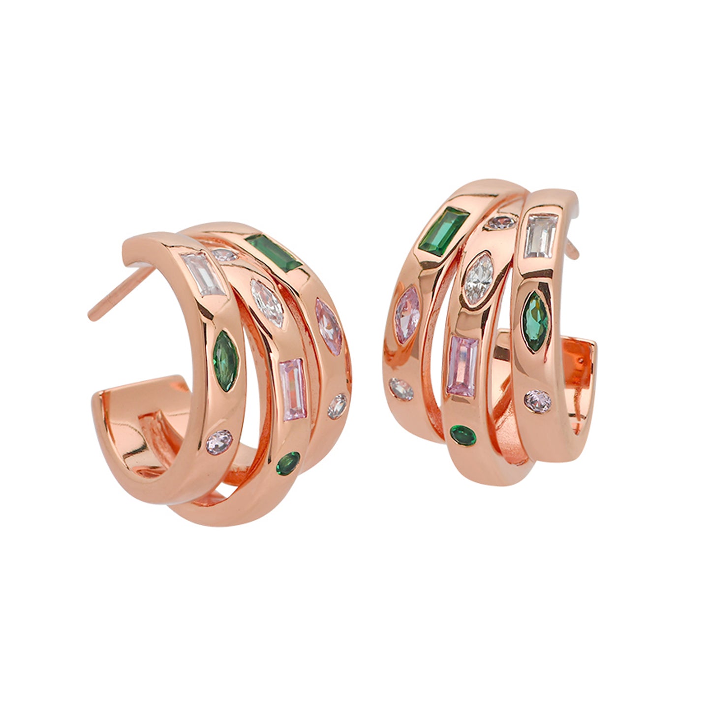 Mila Chunky Illusion Hoop Earrings Flamingo & Rose Gold