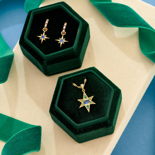 Nova North Star Pendant Necklace & Huggie Hoops Gift Set