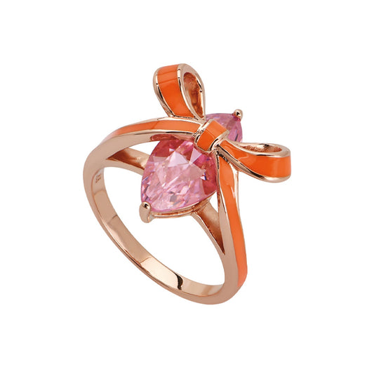 Amelia Bow Ring Coral, Blush Pink & Rose Gold