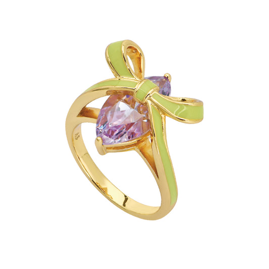 Amelia Bow Ring Lime, Lilac & Gold