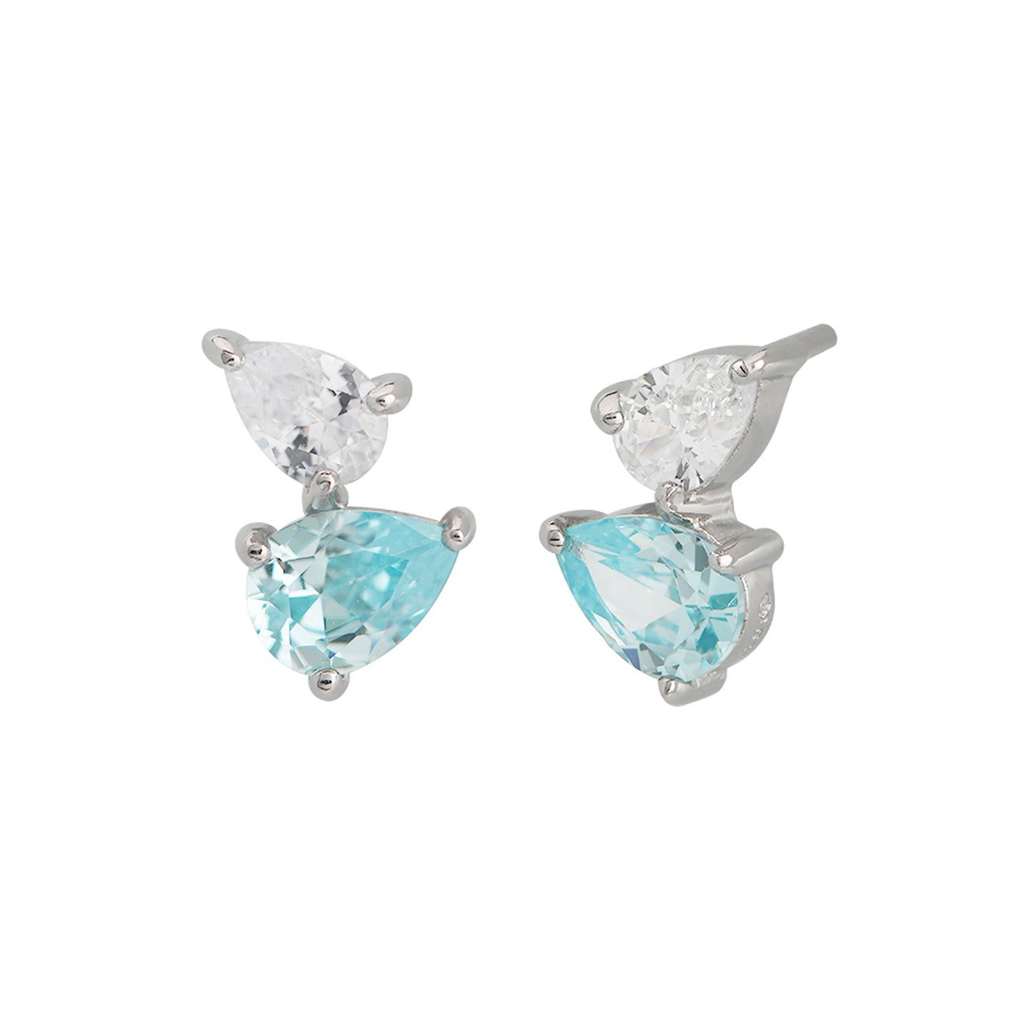 Sofia Stud Earrings, Aquamarine & Silver