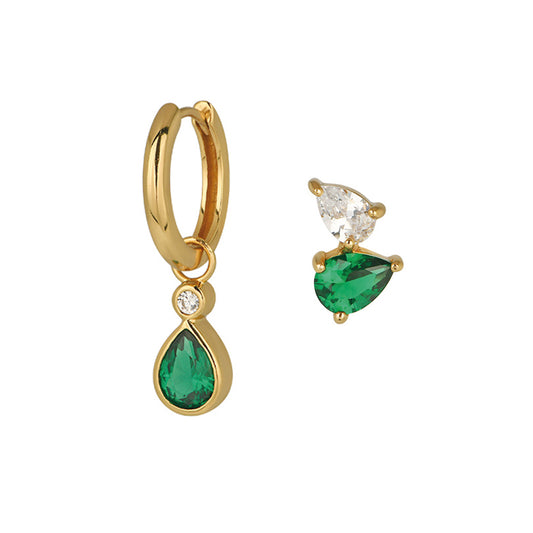 Sofia Duo Ear Styling Set Emerald Green & Gold