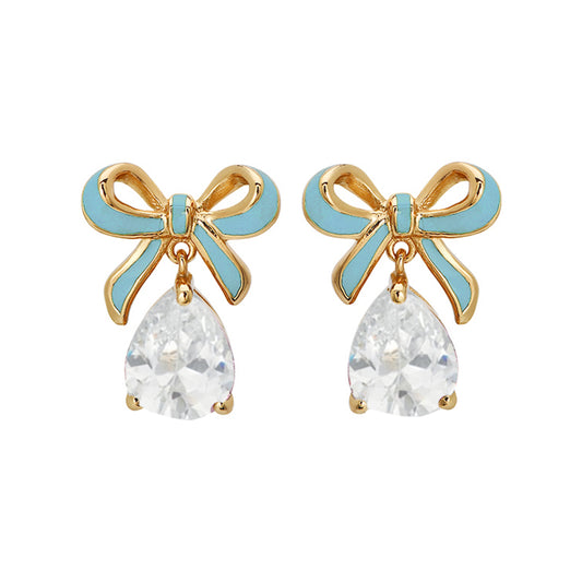 Amelia Bow Earrings Turquoise & Gold
