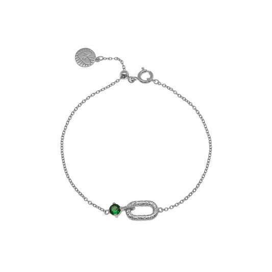 ladies silver bracelet with emerald