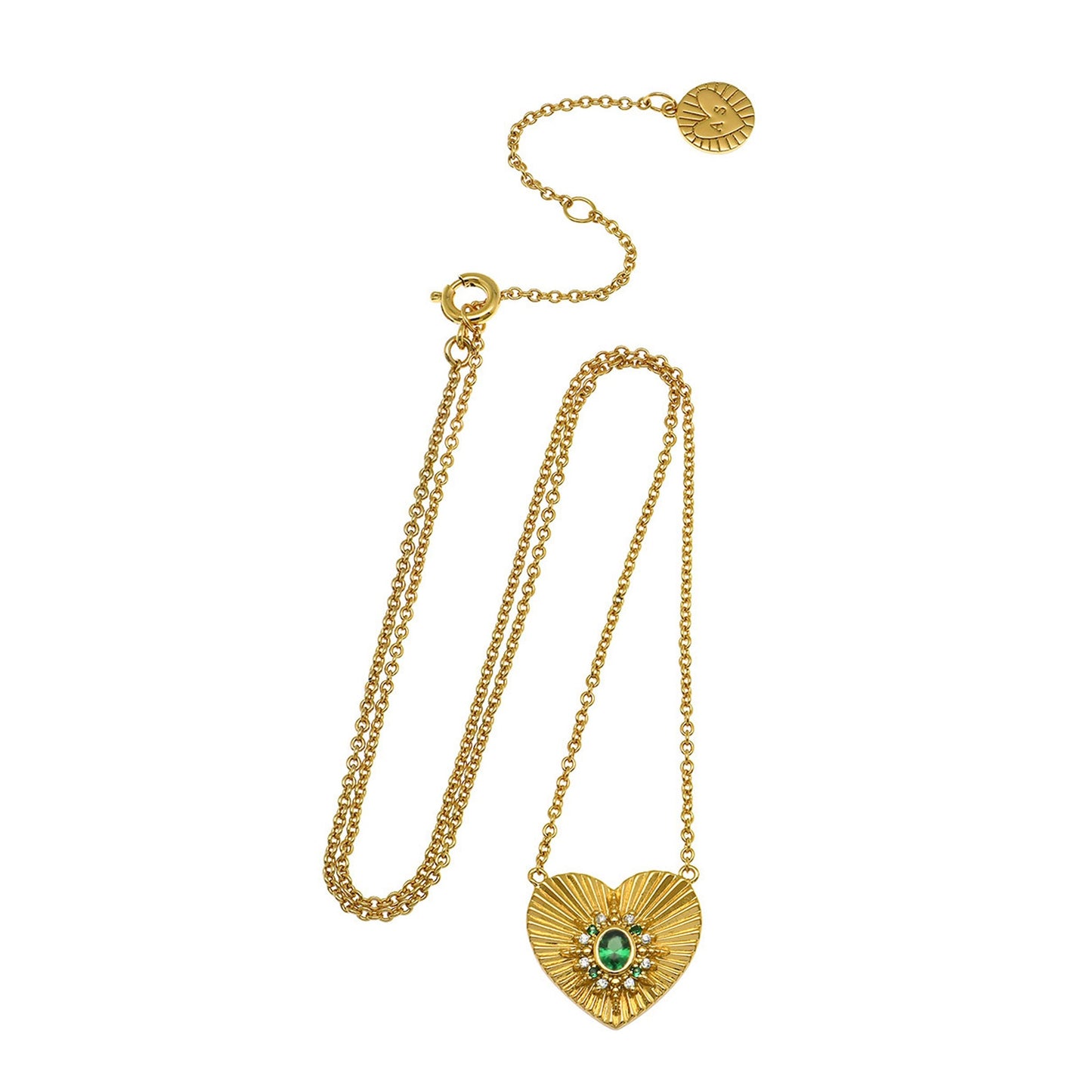 Luna Heart Necklace Emerald Green & Gold