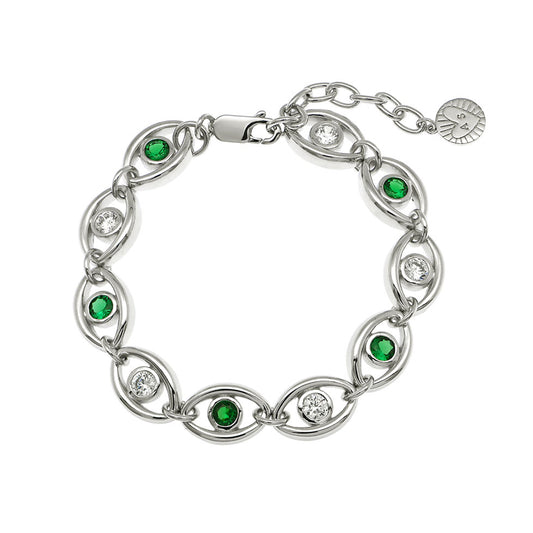 Iris Bracelet, Emerald Green & Silver