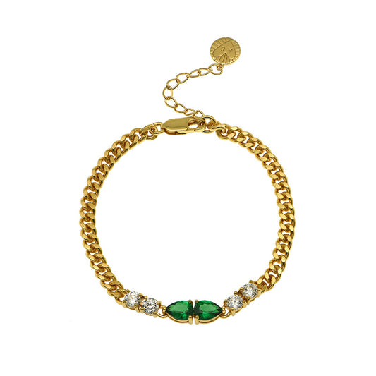 Sofia Teardrop Bracelet Emerald Green & Gold