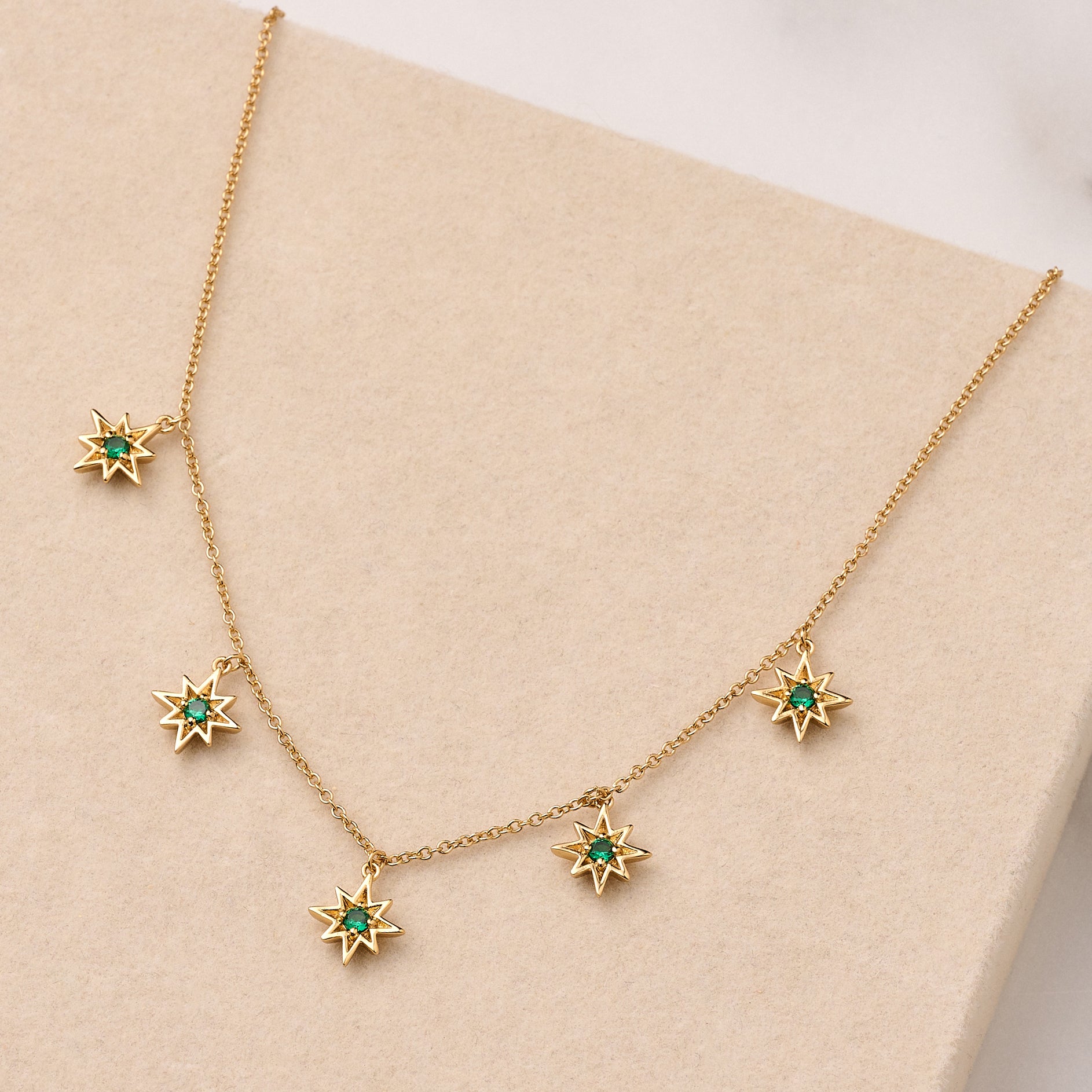 Ziggy Gold and Emerald North Star Choker Necklace
