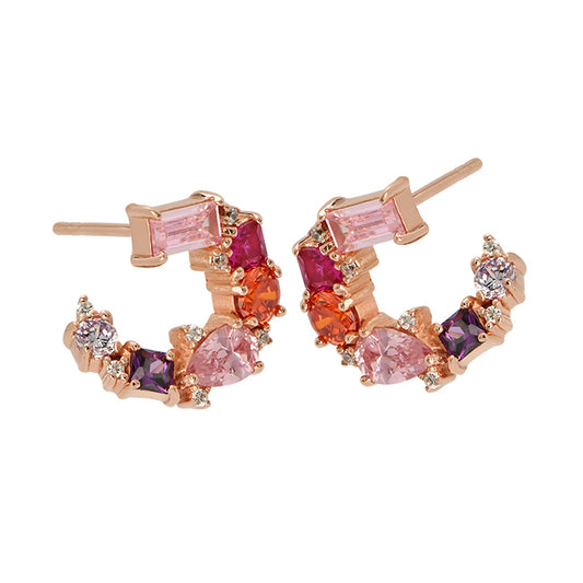 Lottie Cluster Earrings, Disco & Rose Gold